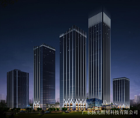環宇匯金中心建筑燈光設計正面整體效果圖