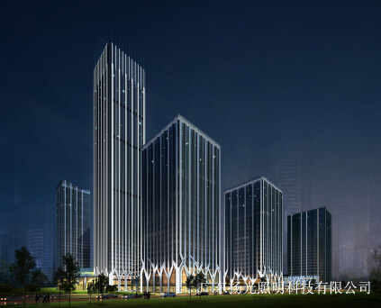環宇匯金中心建筑燈光設計背面整體效果圖
