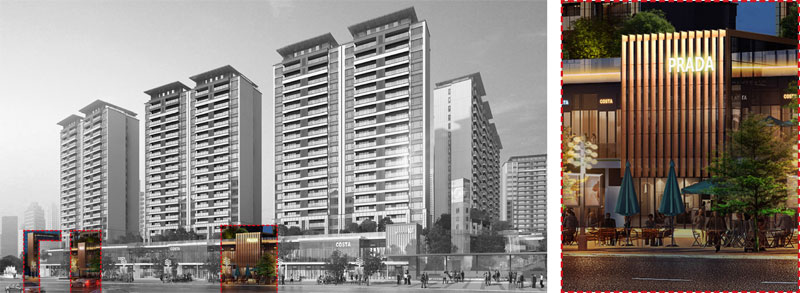 沿街商業泛光照明設計示意圖